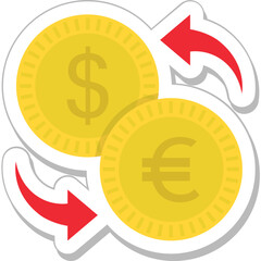 Sticker - Money Exchange Colored Vector Icon