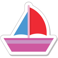 Sticker - Sailboat Colored Vector Icon