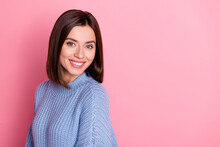 Closeup Portrait Of Young Smiling Happy Cute Girl Looking Directly You Recommend New Dentistry Isolated On Pink Color Background
