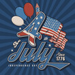 July 4 USA colorful poster