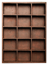 Empty Brown Wooden Box With Compartments
