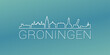 Groningen, Netherlands Skyline Linear Design. Flat City Illustration Minimal Clip Art. Background Gradient Travel Vector Icon.