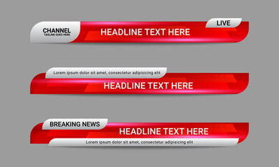 Aufkleber - set of broadcast news lower third banner templates for television, video and media channels. futuris
