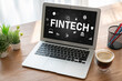 Leinwandbild Motiv Fintech financial technology software for modish business to analyze marketing strategy