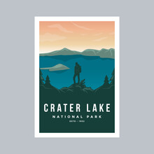 Crater Lake National Park Poster Illustration Design.