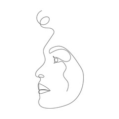 Wall Mural - Continuous line drawing of portrait of a beautiful Woman's face. Minimalism art.