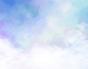  abstract watercolor background with clouds, splashes illustration ,vanilla sky