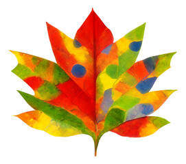 Wall Mural - autumn tree leaf cut out, digital illustration