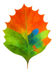Wall Mural - red and green autumn tree leaf cut out, digital illustration