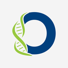 Initial DNA Logo On Letter O Vector Template For Healthcare Sign