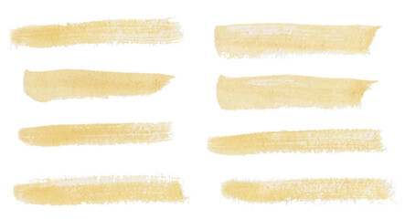 Golden Color watercolor brush set, vector gold watercolor brush set with grunge.