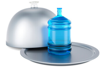 Poster - Restaurant cloche with bottled water, 3D rendering