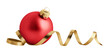 © Olesia - Christmas ornament isolated on white background. Red christmas ball with gold ribbon