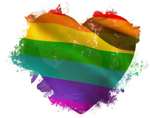 Illustration of distressed rainbow coloured heart