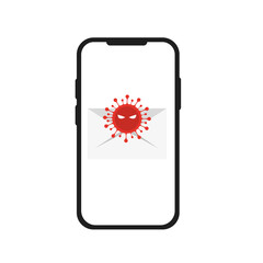 Poster - A phone with a virus in the message, a Trojan, hackers. Vector illustration