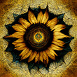 Yellow sunflower mandala background as spiritual concept