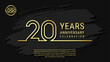 © Win - 20 years anniversary celebration, anniversary celebration template design with gold color isolated on black brush background. vector template illustration