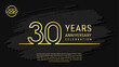 © Win - 30 years anniversary celebration, anniversary celebration template design with gold color isolated on black brush background. vector template illustration