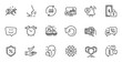 © blankstock - Outline set of Recovery data, Loan percent and Dermatologically tested line icons for web application. Talk, information, delivery truck outline icon. Vector