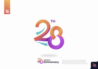 28 Year Anniversary Icon Vector Template Design Illustration
