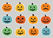 Spooky face pumpkin Halloween stickers printable