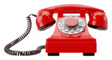 Fototapeta  - old red dial-up phone isolated on a transparent background