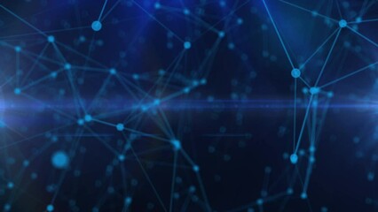 Blue futuristic abstract molecular dot geometric structure space background animation, modern triangle shaped technology particle analysis themed animation