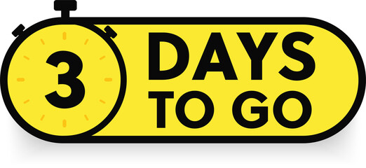 3 days to go last countdown icon. One day go sale price offer promo deal timer. 3 days only