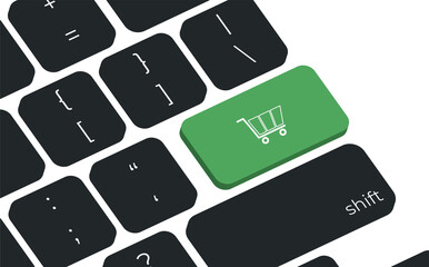 Leinwandbilder - Online shopping cart computer keyboard icon