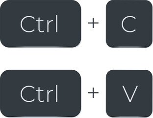 Aufkleber - Ctrl C and Ctrl V computer keyboard buttons. Desktop interface. Web icon