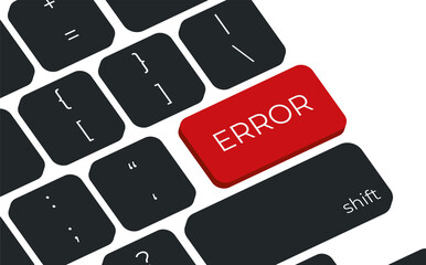 Fototapete - Error keyboard keys button close-up, internet concept. Keyboard keys icon button