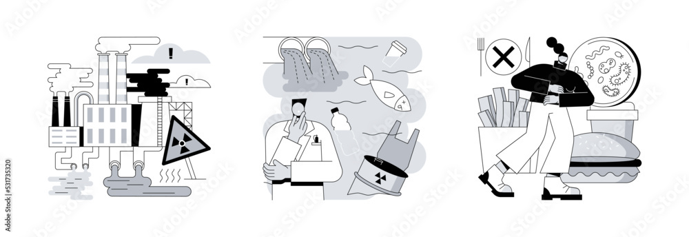 Vetor Land contamination abstract concept vector illustration set ...