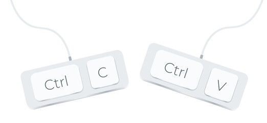 Aufkleber - Keyboard keys Ctrl C and Ctrl V, copy and paste the key shortcuts. Computer icon on yellow background
