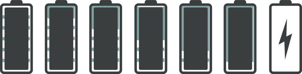 Aufkleber - Vector battery symbol set different level of charge. Battery charge signs. Vector