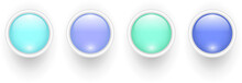 3D Shiny Multicolored Buttons Collection, Glossy Circle Icons Green And Blue, Vector Illustration Set.