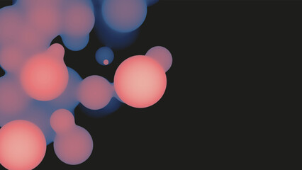 Aufkleber - Abstract 3d fluid metaball shape with violet balls. Synthwave liquid pastel organic droplets with gradient color.