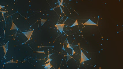 Poster - Abstract digital connection moving dots and lines. Technology background. Network connection structure. 3d. Seamless loop. 4K