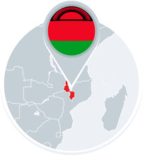 Malawi Map And Flag, Map Icon With Highlighted Malawi