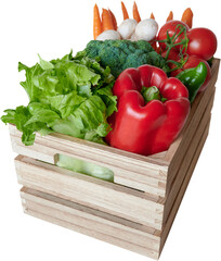 Wall Mural - Fresh vegetables in wooden box