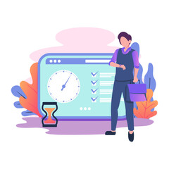 Poster - Time management flat style illustration design