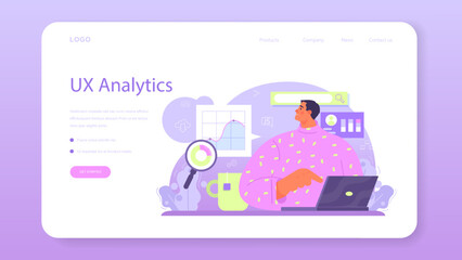 Poster - System analyst web banner or landing page. IT technologies