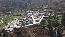 Aerial View Of The Town Of San Miguel Which Is Next To Obrajillo, 5 Minutes From Canta In Lima -