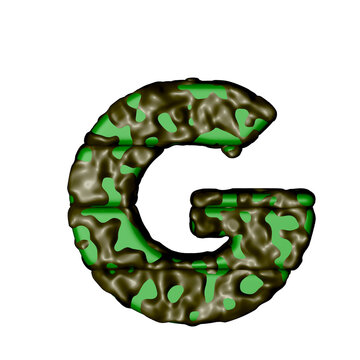 3d symbol in green camouflage. letter g