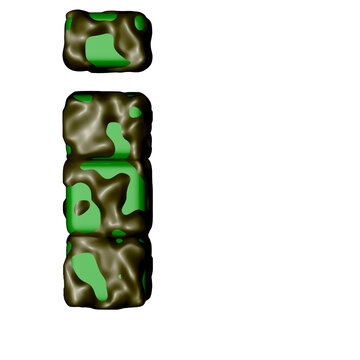 3d symbol in green camouflage. letter i