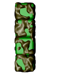 3d symbol in green camouflage. letter l