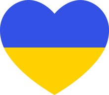 Love Ukraine, Heart Shape In Ua National Flag Colors, Blue And Yellow Heart Icon