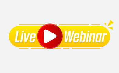 Aufkleber - Live Webinar Button. Live stream logo. Video conference icon. Live broadcast button. Online meeting icon. Social media webinar. Vector illustration