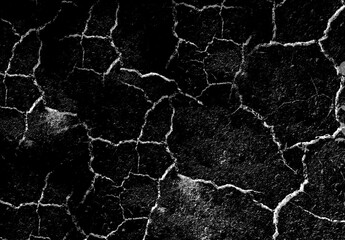 Texture of dry earth, white cracks on a black background. design element