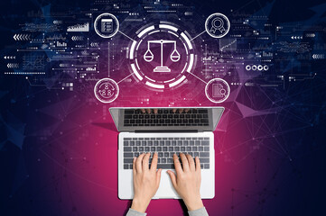 Poster - Legal advice service concept with person using a laptop computer