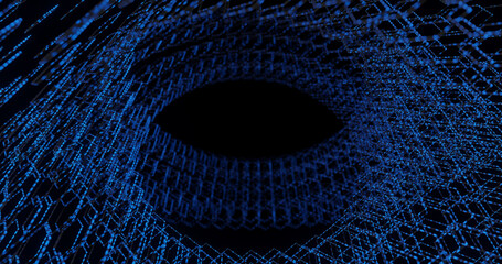 Poster - Render with abstract techno background made of particle circles, soft focus